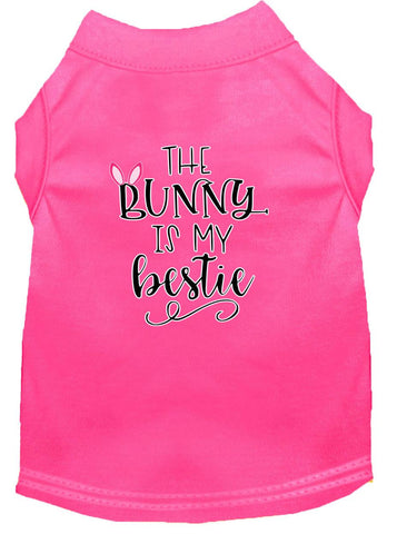 Bunny Is My Bestie Screen Print Dog Shirt Bright Pink Med (12)