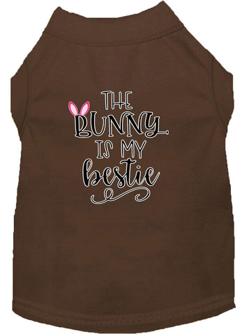 Bunny Is My Bestie Screen Print Dog Shirt Brown Lg (14)