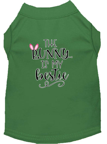 Bunny Is My Bestie Screen Print Dog Shirt Green Med (12)