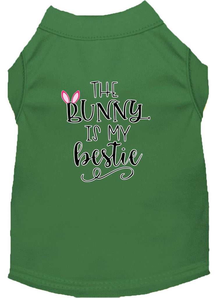 Bunny Is My Bestie Screen Print Dog Shirt Green Sm (10)