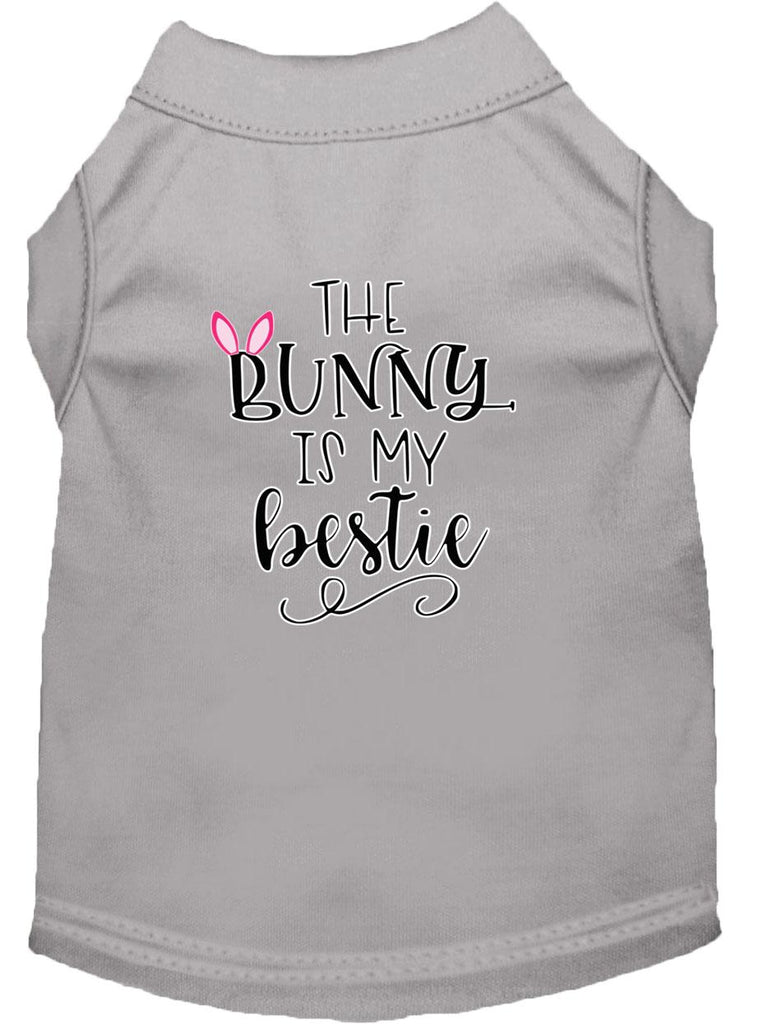 Bunny Is My Bestie Screen Print Dog Shirt Grey Lg (14)