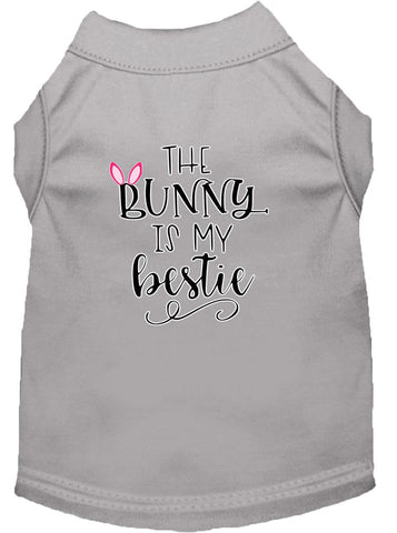 Bunny Is My Bestie Screen Print Dog Shirt Grey Med (12)