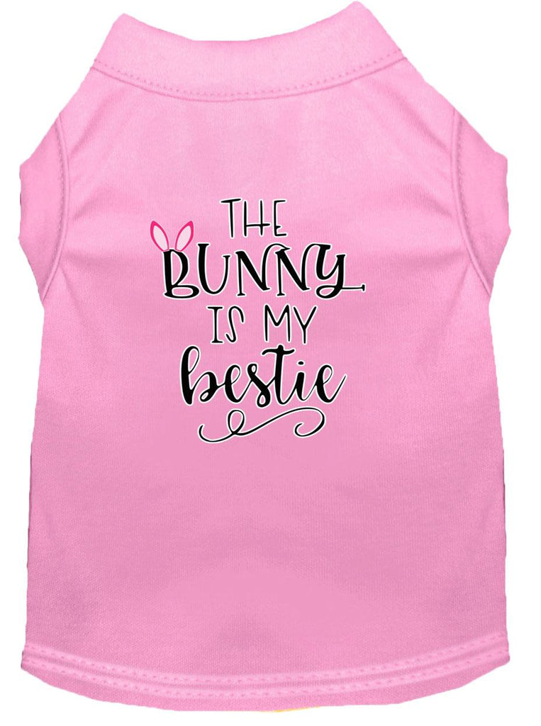 Bunny Is My Bestie Screen Print Dog Shirt Light Pink Lg (14)