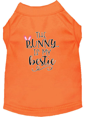 Bunny Is My Bestie Screen Print Dog Shirt Orange Lg (14)