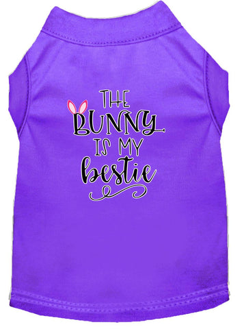 Bunny Is My Bestie Screen Print Dog Shirt Purple Med (12)