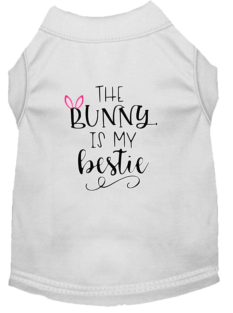 Bunny Is My Bestie Screen Print Dog Shirt White Xs (8)