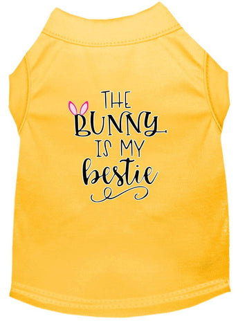 Bunny Is My Bestie Screen Print Dog Shirt Yellow Lg (14)