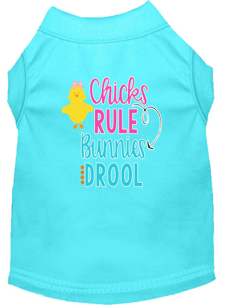 Chicks Rule Screen Print Dog Shirt Aqua Lg (14)