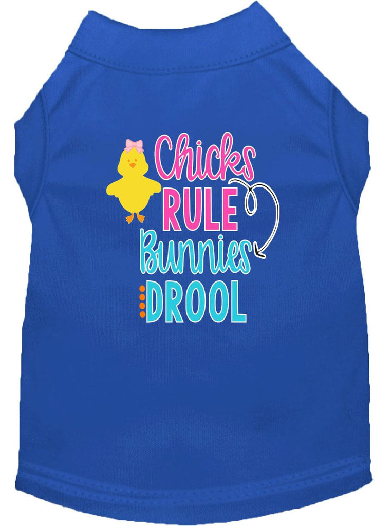 Chicks Rule Screen Print Dog Shirt Blue Lg (14)