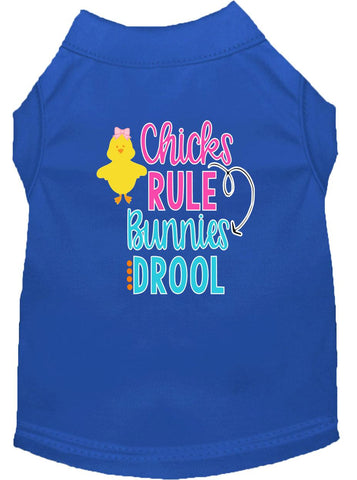 Chicks Rule Screen Print Dog Shirt Blue Sm (10)