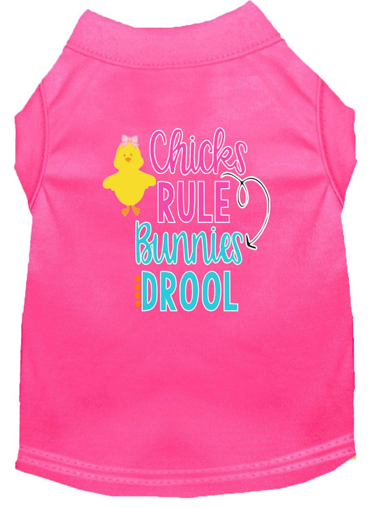 Chicks Rule Screen Print Dog Shirt Bright Pink Lg (14)