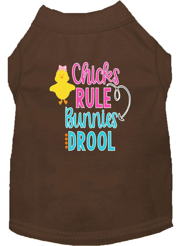 Chicks Rule Screen Print Dog Shirt Brown Med (12)