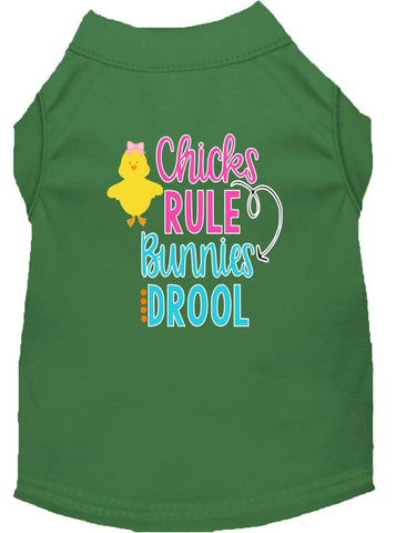 Chicks Rule Screen Print Dog Shirt Green Med (12)