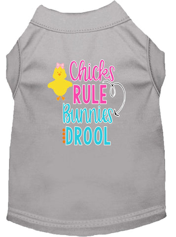 Chicks Rule Screen Print Dog Shirt Grey Lg (14)