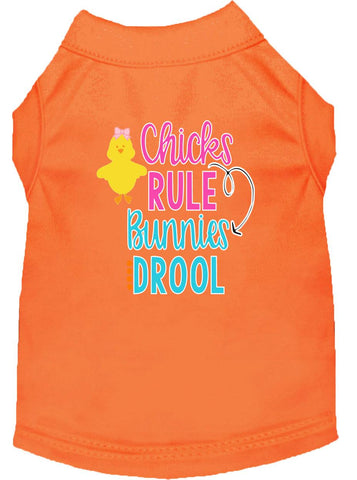 Chicks Rule Screen Print Dog Shirt Orange Med (12)