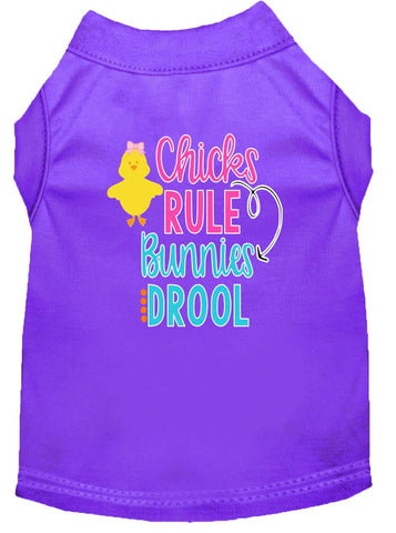 Chicks Rule Screen Print Dog Shirt Purple Lg (14)