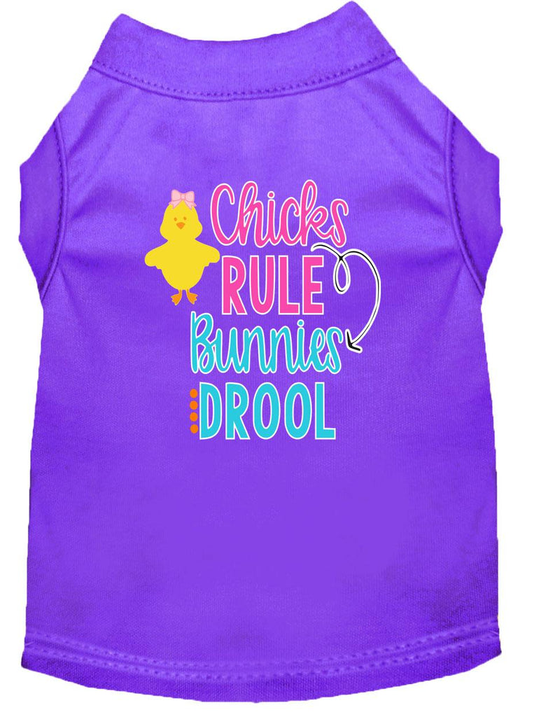 Chicks Rule Screen Print Dog Shirt Purple Med (12)