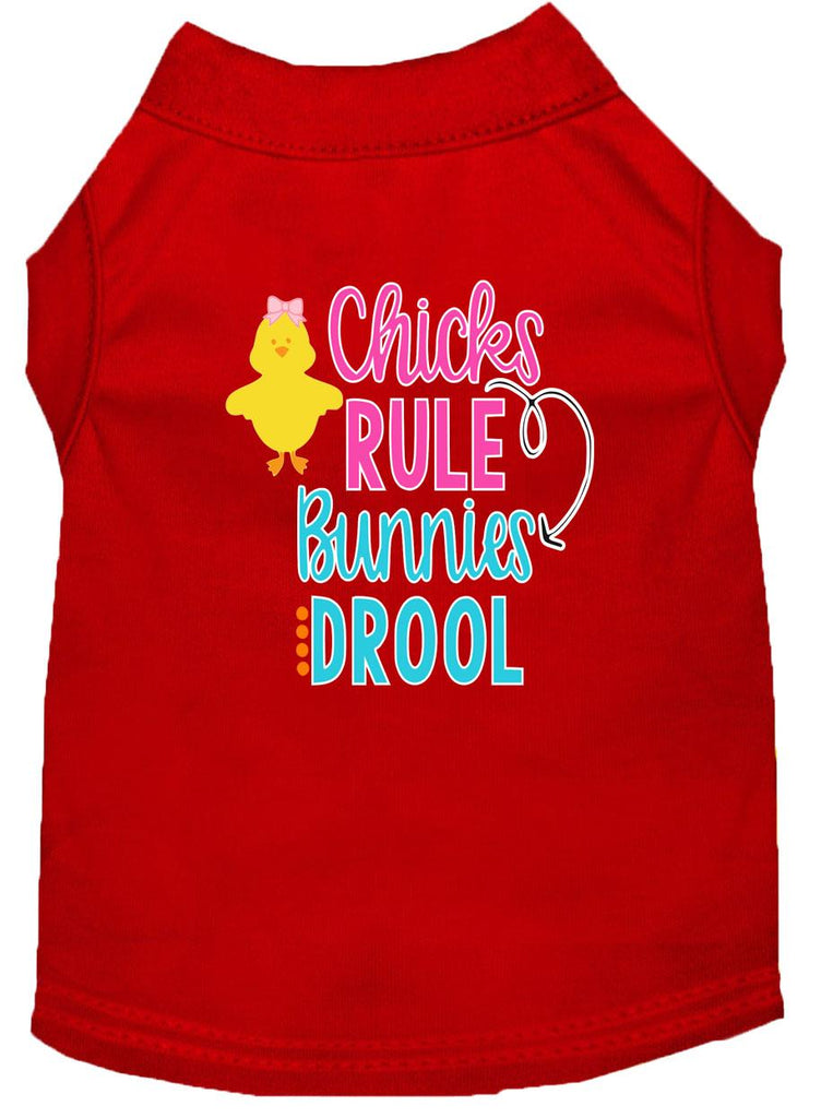 Chicks Rule Screen Print Dog Shirt Red Med (12)