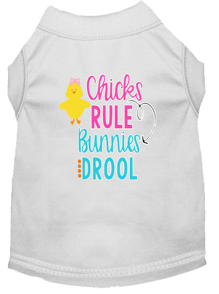 Chicks Rule Screen Print Dog Shirt White Lg (14)