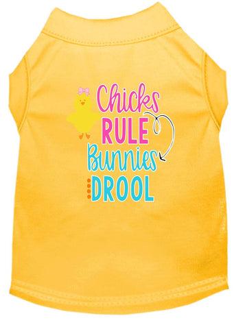 Chicks Rule Screen Print Dog Shirt Yellow Lg (14)