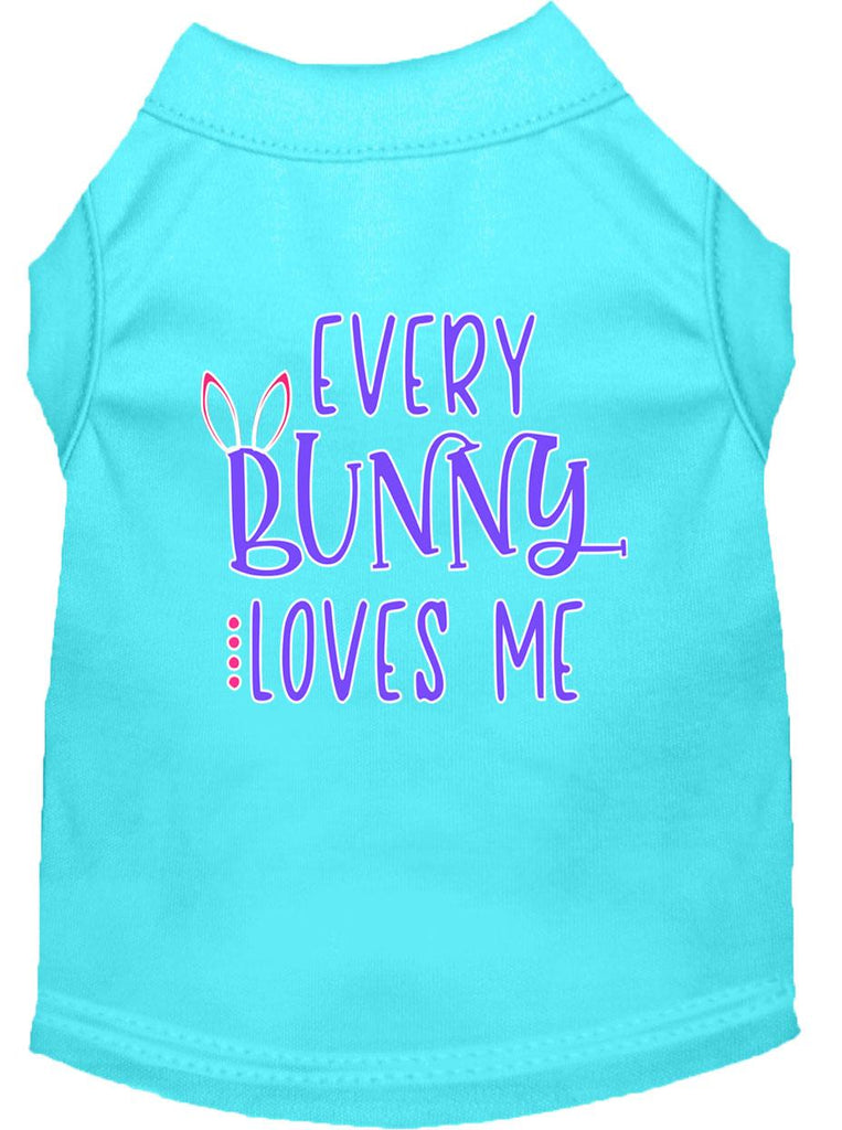 Every Bunny Loves Me Screen Print Dog Shirt Aqua Lg (14)