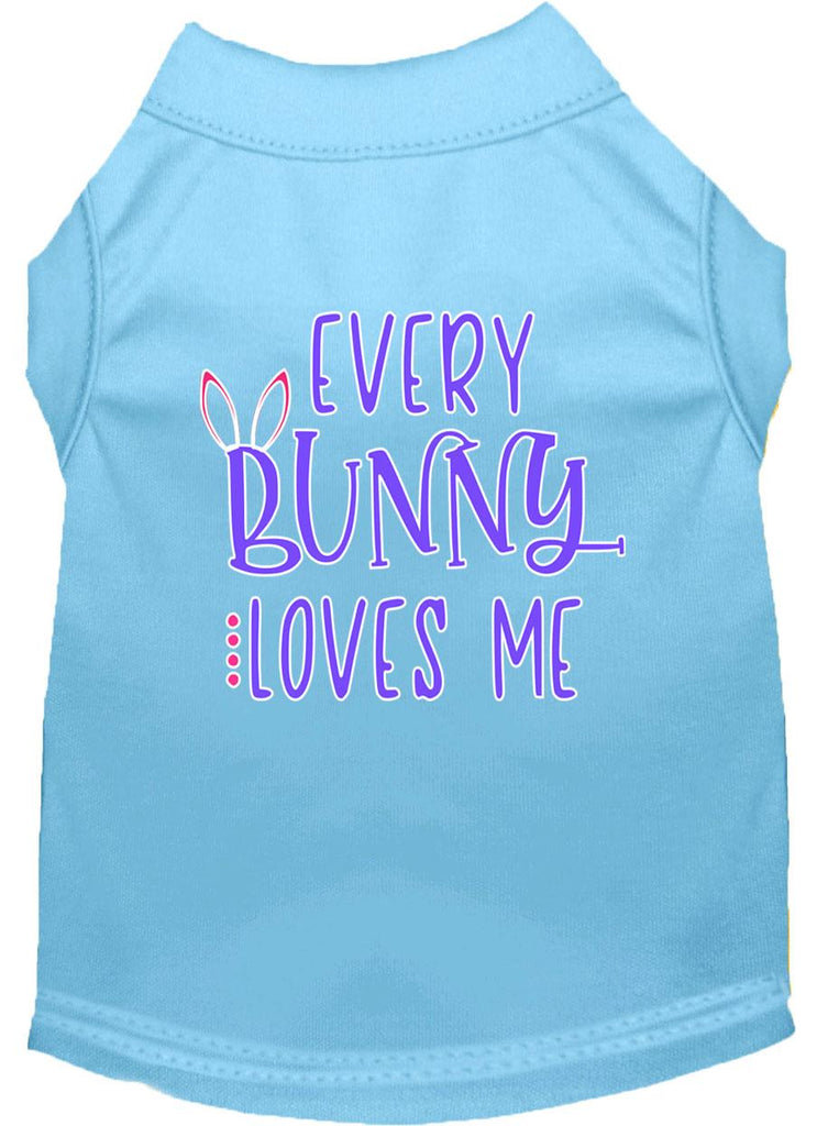 Every Bunny Loves Me Screen Print Dog Shirt Baby Blue Med (12)