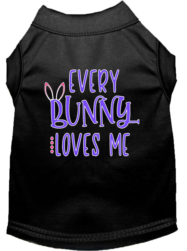 Every Bunny Loves Me Screen Print Dog Shirt Black Lg (14)