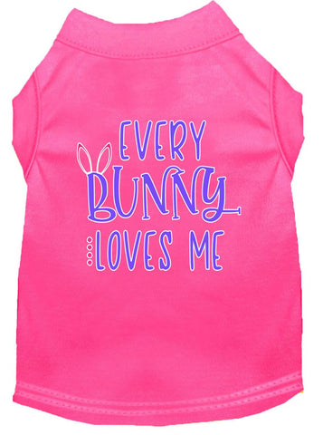 Every Bunny Loves Me Screen Print Dog Shirt Bright Pink Lg (14)