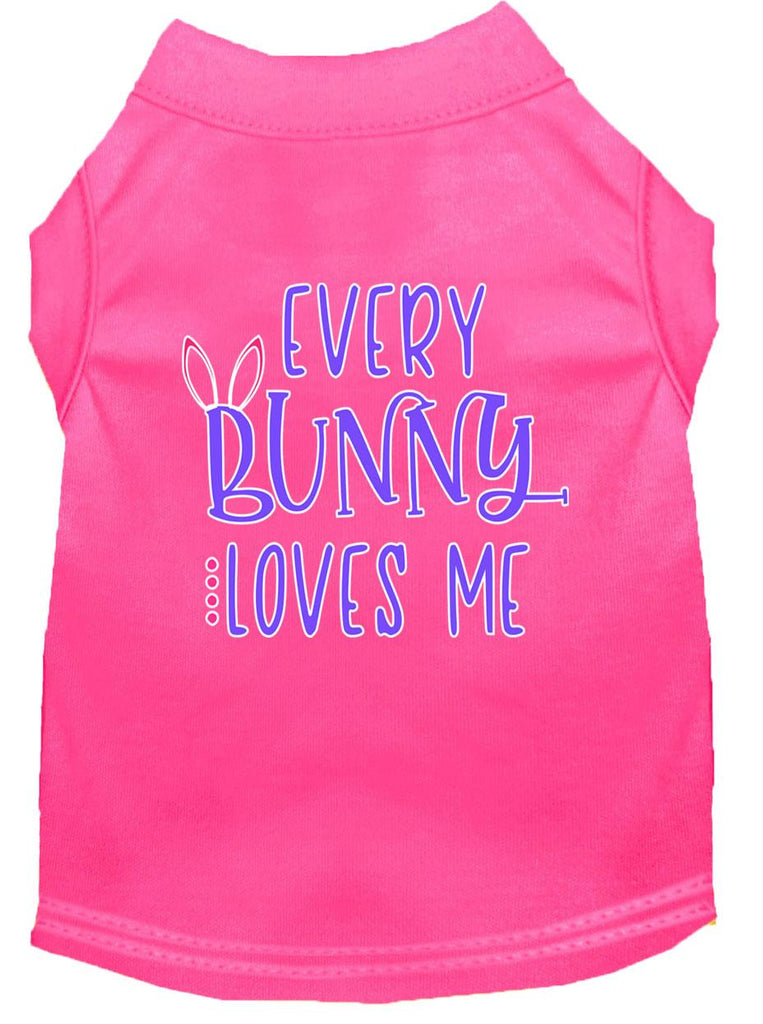 Every Bunny Loves Me Screen Print Dog Shirt Bright Pink Sm (10)