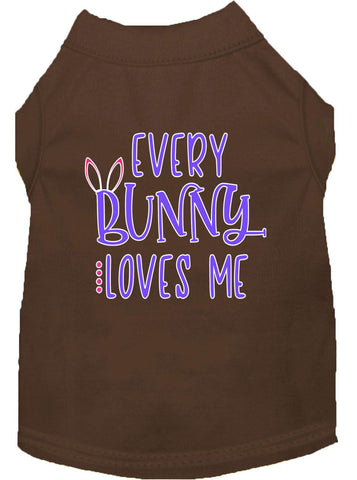 Every Bunny Loves Me Screen Print Dog Shirt Brown Med (12)