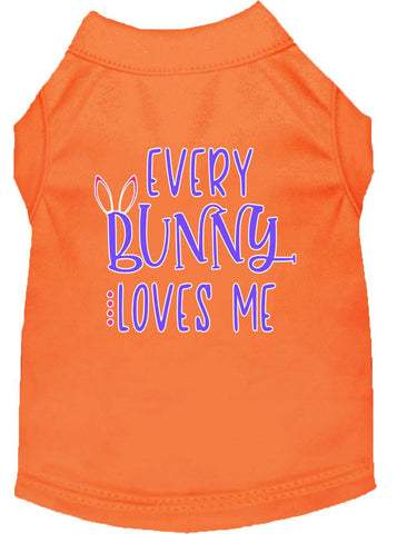 Every Bunny Loves Me Screen Print Dog Shirt Orange Lg (14)