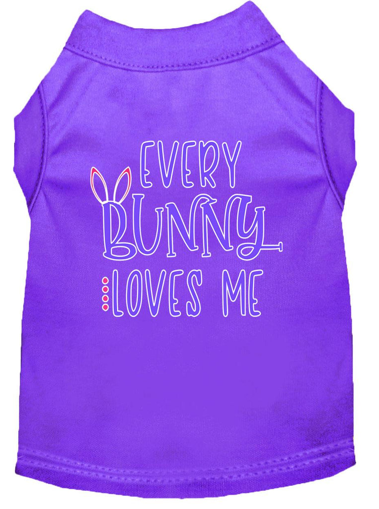 Every Bunny Loves Me Screen Print Dog Shirt Purple Med (12)