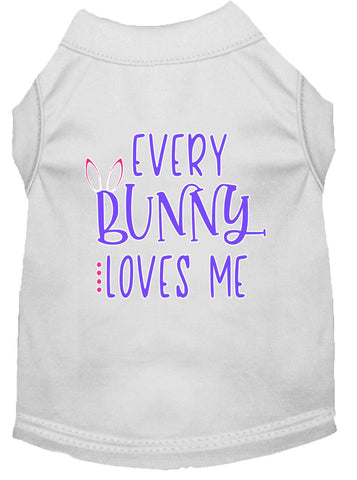 Every Bunny Loves Me Screen Print Dog Shirt White Med (12)