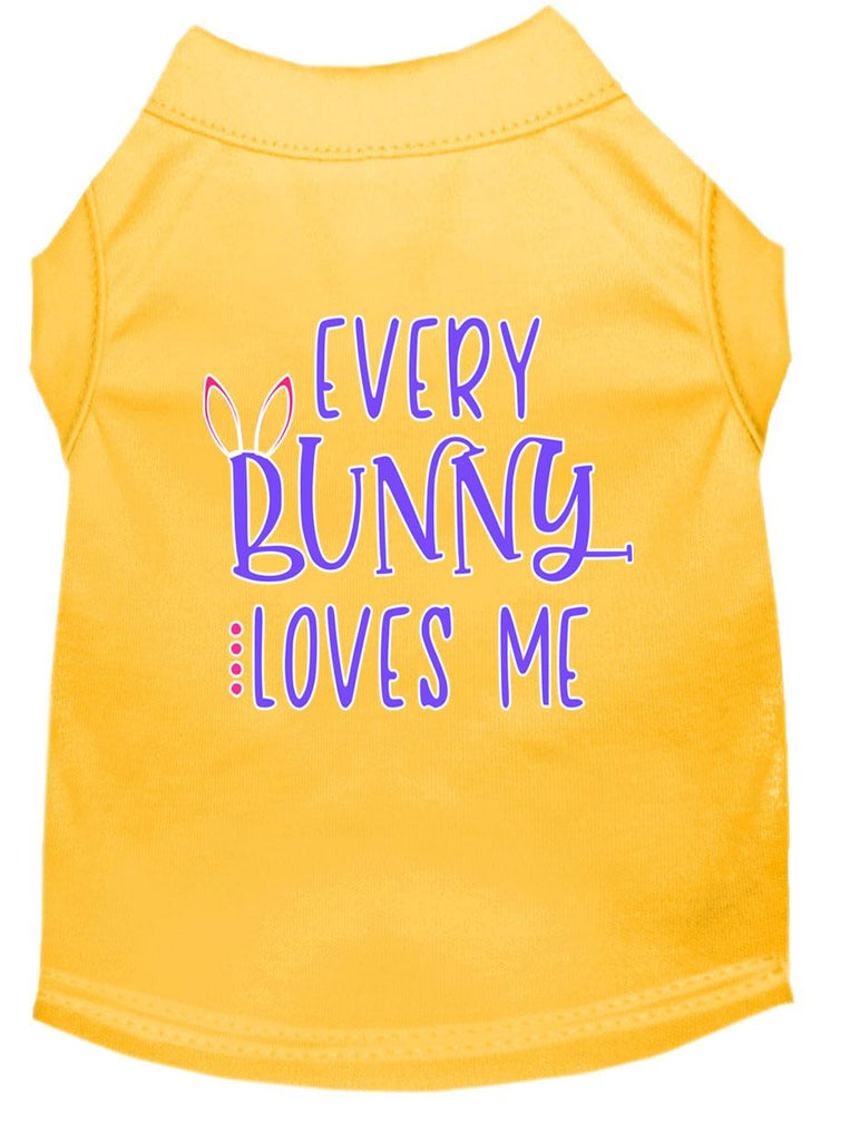 Every Bunny Loves Me Screen Print Dog Shirt Yellow Lg (14)