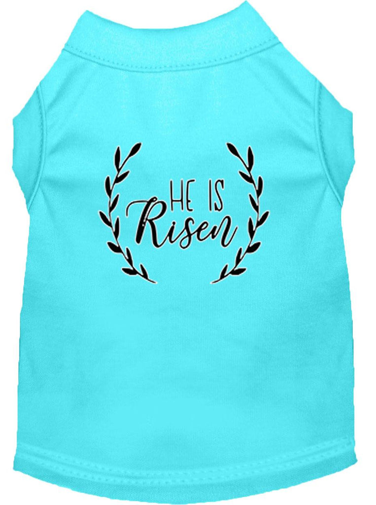 He Is Risen Screen Print Dog Shirt Aqua Sm (10)