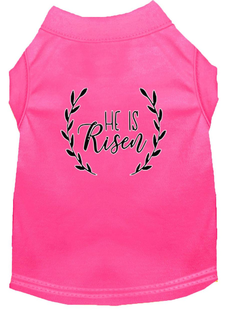 He Is Risen Screen Print Dog Shirt Bright Pink Lg (14)