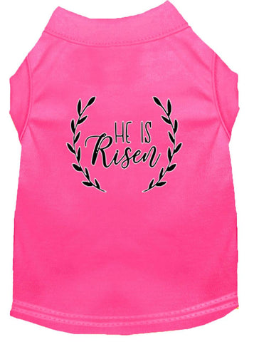 He Is Risen Screen Print Dog Shirt Bright Pink Med (12)