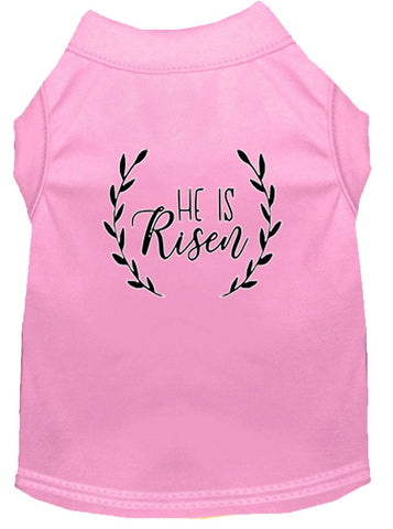 He Is Risen Screen Print Dog Shirt Light Pink Med (12)