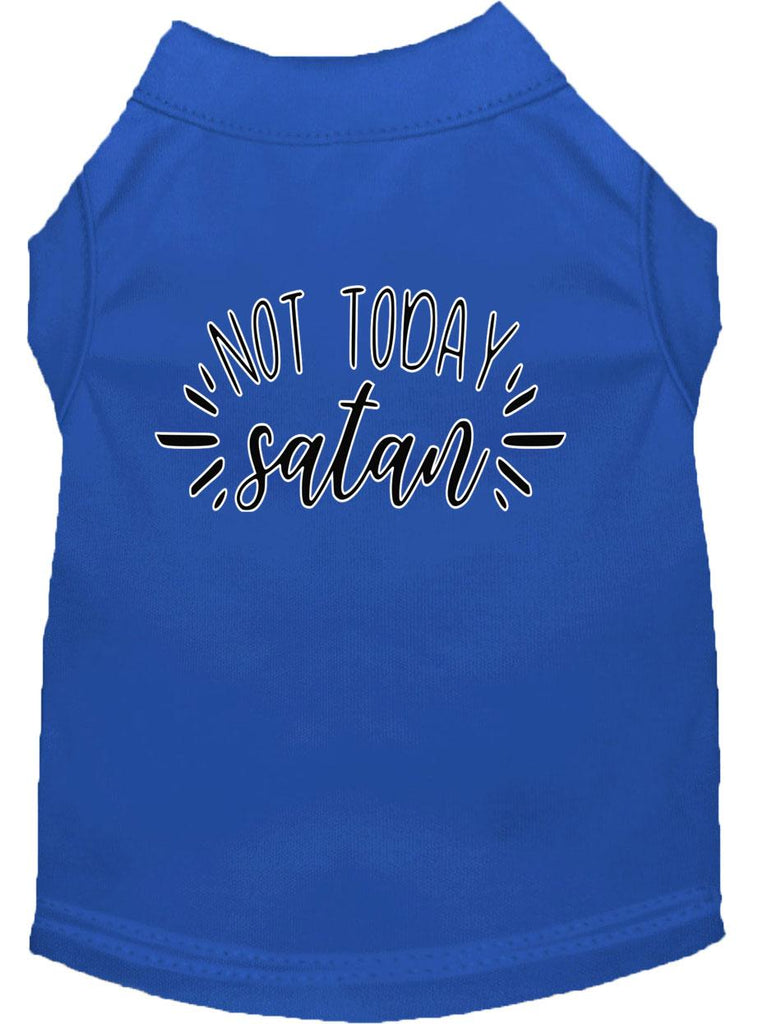 Not Today Satan Screen Print Dog Shirt Blue Xs (8)