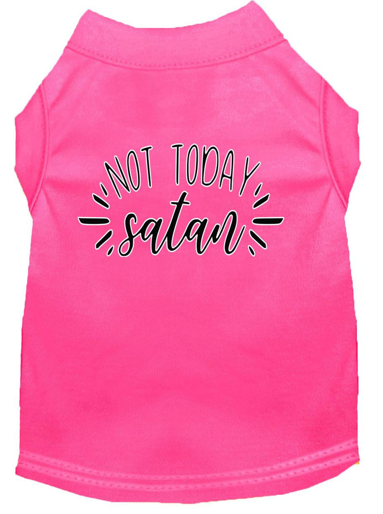 Not Today Satan Screen Print Dog Shirt Bright Pink Xs (8)