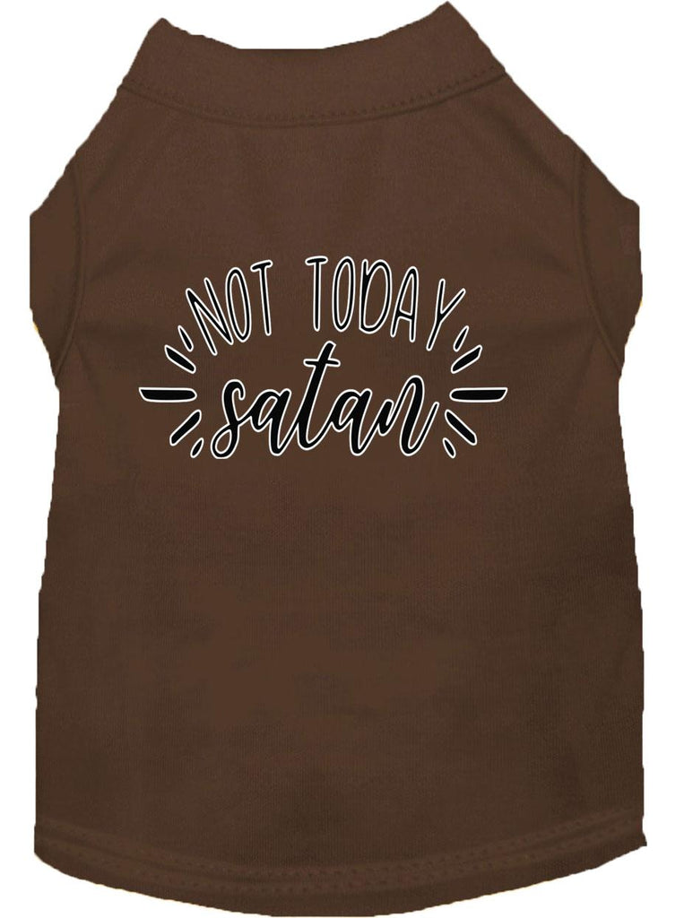 Not Today Satan Screen Print Dog Shirt Brown Med (12)