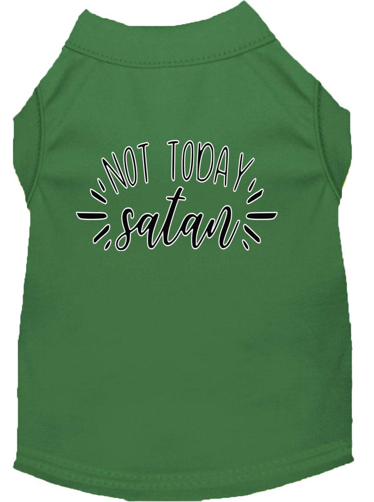 Not Today Satan Screen Print Dog Shirt Green Lg (14)