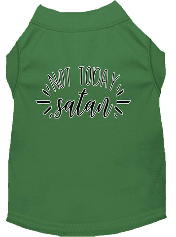 Not Today Satan Screen Print Dog Shirt Green Med (12)