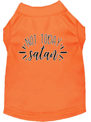 Not Today Satan Screen Print Dog Shirt Orange Xl (16)