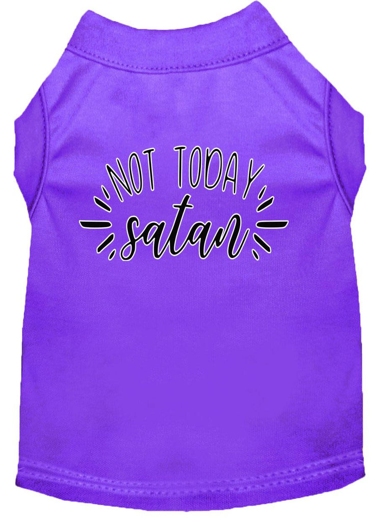 Not Today Satan Screen Print Dog Shirt Purple Med (12)