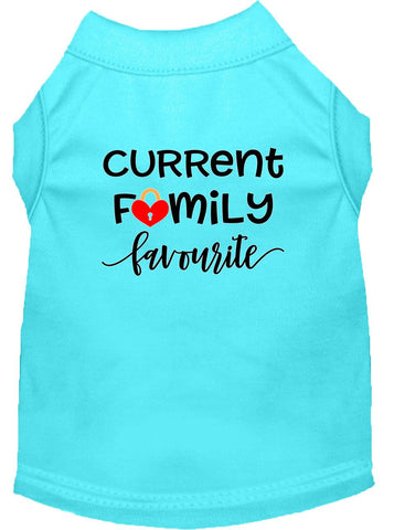 Family Favorite Screen Print Dog Shirt Aqua Sm