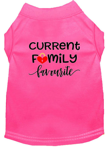 Family Favorite Screen Print Dog Shirt Bright Pink Lg