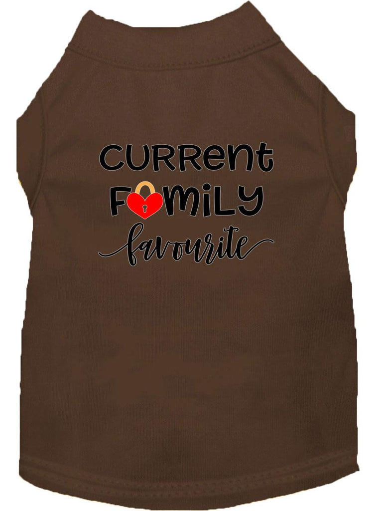 Family Favorite Screen Print Dog Shirt Brown Sm