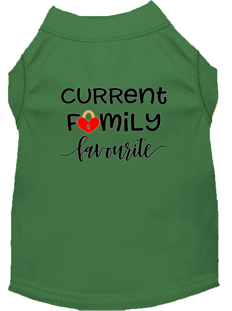 Family Favorite Screen Print Dog Shirt Green Xl