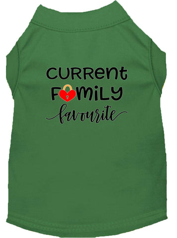 Family Favorite Screen Print Dog Shirt Green Xl